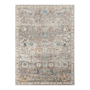 9' X 12' Blue and Orange Floral Stain Resistant Indoor Outdoor Area Rug - 1 of 4