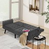 TYBOATLE 65" Convertible Faux Leather Futon Sofa Bed, Modern Upholstered Couch with USB, Folding Loveseat for Small Space, Apartment, Dorm, Office - 3 of 4