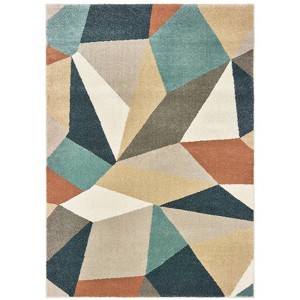 Oriental Weavers Carson Collection Fabric Blue/Orange Geometric Pattern- Living Room, Bedroom, Home Office Area Rug, 7'10" X 10' - 1 of 4