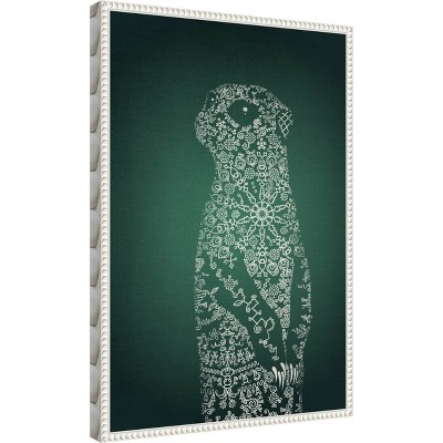 The Emerald Meerkat White Beaded Framed Canvas Art