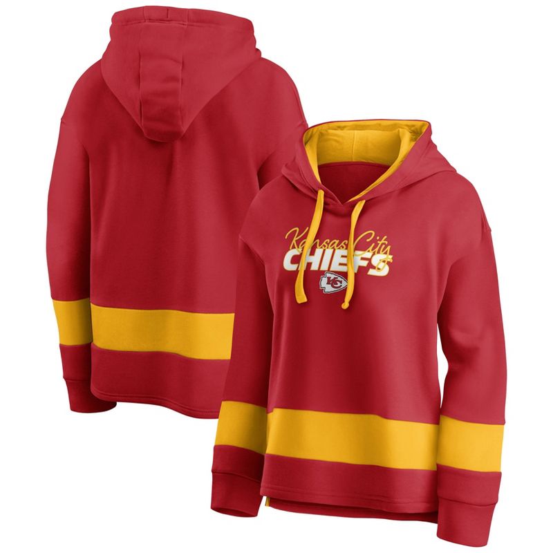 NFL Kansas City Chiefs Women&#39;s Halftime Adjustment Long Sleeve Fleece Hooded Sweatshirt, 1 of 4