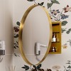 Dexmalle 31.5 Inch Surface Mount Round Metal Framed Medicine Cabinet with Mirror and Adjustable Shelves - 3 of 4