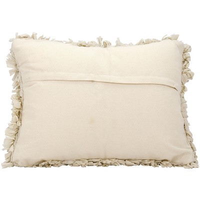 Beige Polyester Cotton Loop Shag Throw Pillow 14" x 20"