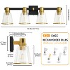 POWLIG 30-in 4-Light Black&Gold Modern Dimmable Vanity Light with Cone Clear Glass Shade Suitable for Bathroom Living Room - 4 of 4