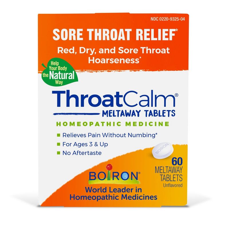 Boiron ThroatCalm Homeopathic Medicine For Sore Throat Relief  -  60 Tablet, 1 of 5