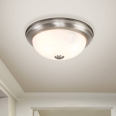 Satin Nickel 13" Flush Mount with Marble Glass Shade