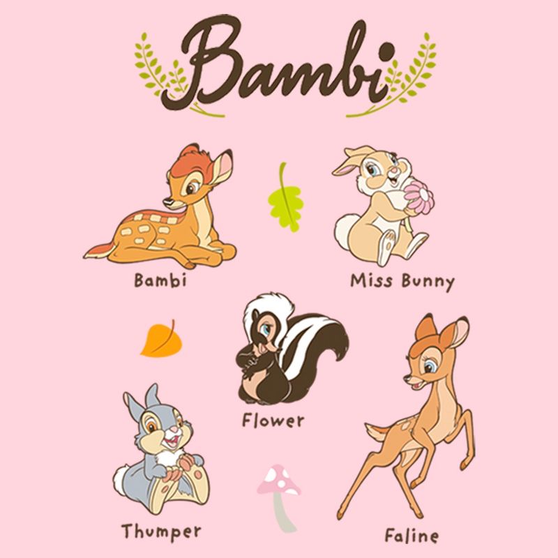 Juniors Womens Bambi Character Names T-Shirt, 2 of 5