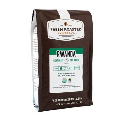 Fresh Roasted Coffee, Organic Rwandan Coffee, Light Roast Whole Bean - 2lb