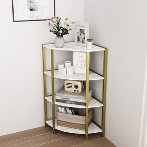TOBILI 4-Tier Corner Open Shelf,Bookcase Freestanding Shelving Unit,Plant Stand Small Bookshelf for Living Room, Home Office, Kitchen, Small Space - 1 of 4
