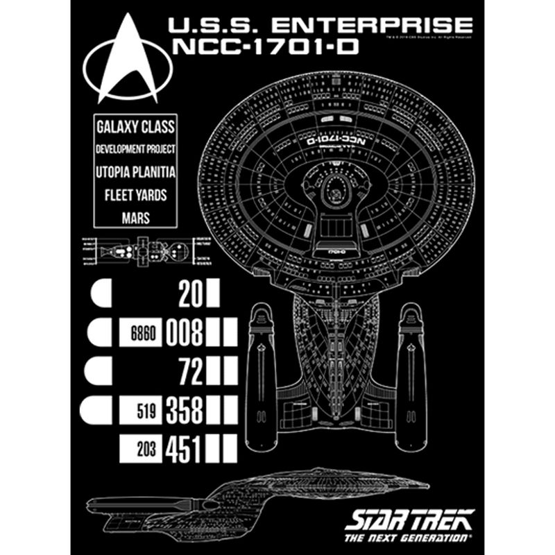 Men's Star Trek: The Next Generation Enterprise Galaxy Class NCC-1701-D Schematics Pull Over Hoodie, 2 of 5