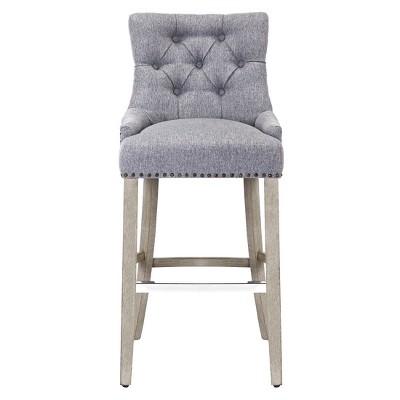 WestinTrends 24" Linen Fabric Tufted Buttons Upholstered Wingback Counter Stool