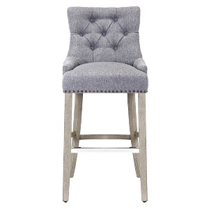 WestinTrends 24" Linen Fabric Tufted Buttons Upholstered Wingback Counter Stool - 1 of 4
