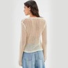 Womens Long Sleeve Crochet Cardigan Front Tie V Neck Knit Beach Cover Ups Tops Open Front Cardigan Summer Everyday Outfits - 2 of 4