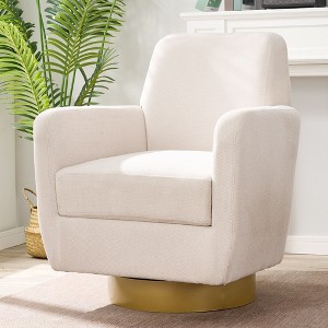 NicBex 360 Swivel Armchair, Accent Chair with Cotton Linen Fabric, Arm Chiar with Ergonomic Design, for Living Room, Bedroom - 1 of 4
