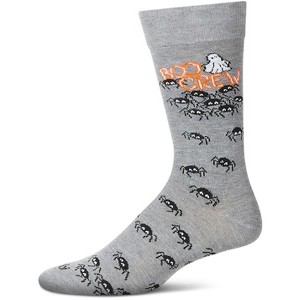Memoi Men's "Boo Crew" Halloween Holiday Novelty Crew Sock Med Gray Heather 10-13 - 1 of 4