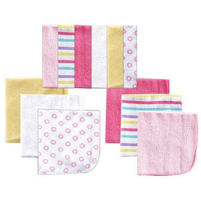 Luvable Friends Baby Girl Cotton Rich Washcloths, Pink, One Size