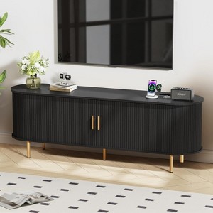 TIRAMISUBEST 55"TV Stand with Power Outlet for TVs up to 60 Inch,Entertainment Center with Storage,Adjustable Shelves & Sliding Doors - 1 of 4