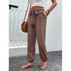 Women's High-Waiste Tapered Ankle Pants Side Pockets Casual Pants with Belt - 2 of 4