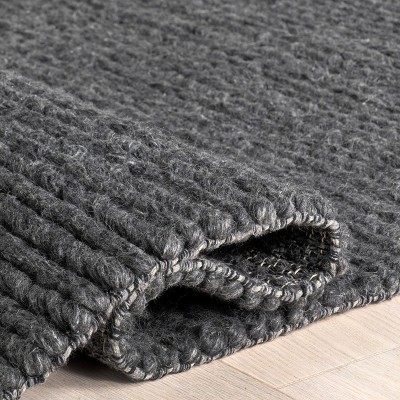 Charcoal Braided Wool and Cotton Handmade Area Rug, 8' x 10'