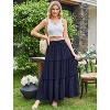 Women's Boho Beach Maxi Skirt - Trendy High Waist Pleated Ruffle Long Skirt with Pockets Navy Blue - 2 of 4