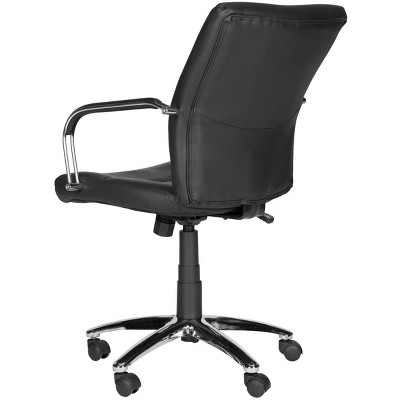 Black Leather High Back Swivel Arm Chair