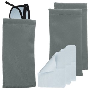 Unique Bargains Velvet Soft Squeeze Top Eyewear Bags with Cleaning Cloth 7.1" x 3.5" 3 Pcs - 1 of 4