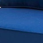 beige wicker/blue cushion