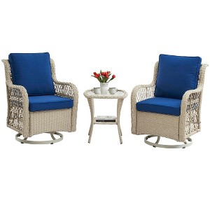 Whizmax 3 Pieces Outdoor Swivel Rocker Set, 2 Chairs and Side Table, 360¡ã Rotation, Patio, Porch, Pool - 1 of 4