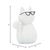 Sagebrook Home Cat with Glasses Sculpture - Contemporary Porcelain White and Black Cat Statue for Home or Office Decor - 4 of 4