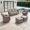 Belord 6 Pieces Patio Furniture Set with 5" Thick Cushions, Wicker Patio Set with Swivel Gliding Rocker Chairs, Sofa, Ottoman and Accent Side Table - 2 of 4