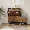 White- Shoe Cabinet With 2 Flip Drawers & Padded Seat Cushion, Narrow Shoe Organizer Rack For Entryway, Front Door, Foyer, Hallway Compartment Room - 2 of 4