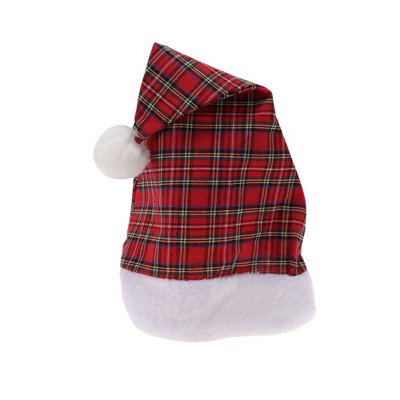 Unique Bargains Christmas Hat Checkered Christmas Hat Polyester Non-woven Fabric Red 11.42"x15.75" 1 Pc