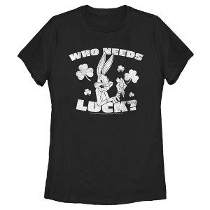 Women's Looney Tunes St. Patrick's Day Bugs Bunny Who Needs Luck? T-Shirt - 1 of 4