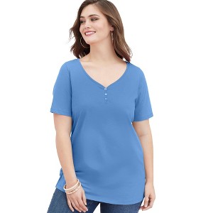 Roaman's Women's Plus Size Short Sleeve Sweetheart Ultimate Tee - 1 of 4