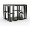 43" Heavy-Duty Indoor Dog Cage - Wooden furniture style with 2 doors, adjustable bowls, doubles as end table. - 2 of 4