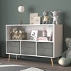Toy Storage Organizer Bookshelf with Storage with 3 Collapsible Fabric Drawers and Pine Legs, Kids Bookcase and Top Shelf for Playroom Nursery - 2 of 4