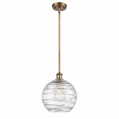 Athens Deco Swirl - 1 Light Stem Hung Mini Pendant In Industrial Style-13 Inches Tall and 10 Inches Wide