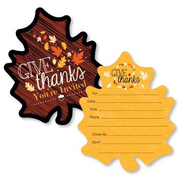 Big Dot of Happiness Give Thanks - Shaped Fill-in Invitations - Thanksgiving Party Invitation Cards with Envelopes - Set of 12