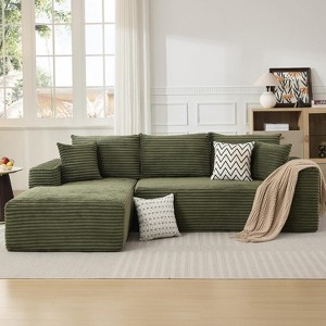 108" L-Shaped Corduroy Sectional Sofa - Plush Modular Couch with Left Chaise, No Assembly Required, Modern Lounge Sofa for Living Room - 1 of 4