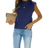 Womens Cap Sleeve Pullover Sweater Knit Tank Tops Crew Neck Sweater - 3 of 4