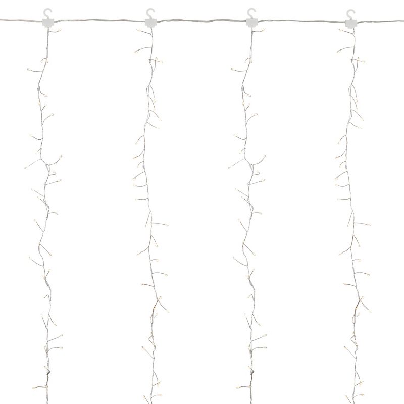 Northlight 600 LED Warm White Curtain Christmas Lights - 6.5' Clear Wire, 2 of 3