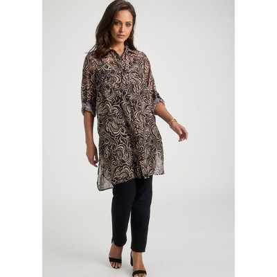 Jessica London Women's Plus Size Sheer Georgette Mega Tunic
