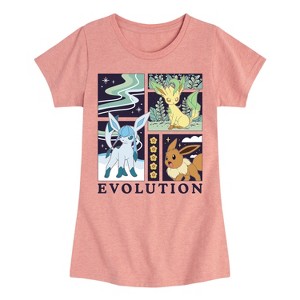 Girls' - Pokémon - Eevee Glaceon Leafeon Evolution Fitted Short Sleeve Graphic T-Shirt - 1 of 4