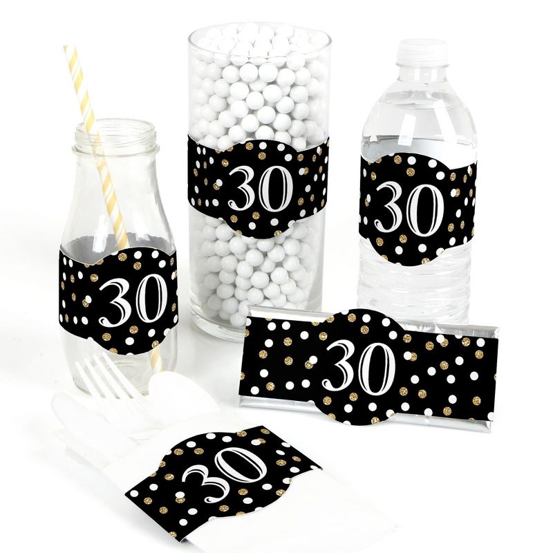 Big Dot of Happiness Adult 30th Birthday - Gold - DIY Party Supplies - Birthday Party DIY Wrapper Favors & Decorations - Set of 15, 1 of 4