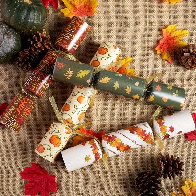 Joyfy 8/12 Packs Thanksgiving Party Table Favor No-Snap Crackers Poppers, Party Favor Games for Fall, Party Table Favor Set with Joke Dice & Gifts
