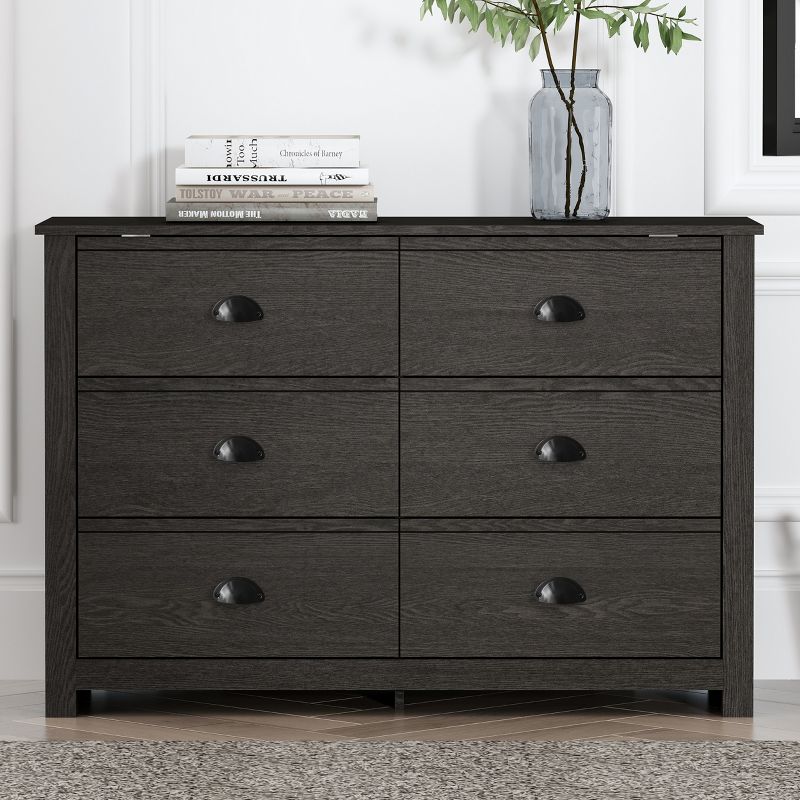 Galano Geordano 6-Drawer Dark Grey Oak Dresser (31.5 in. H × 46.5 in. W × 16.3 in. D), 1 of 15