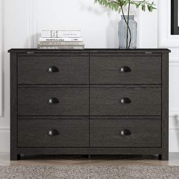 Galano Geordano 6-Drawer Dark Grey Oak Dresser (31.5 in. H × 46.5 in. W × 16.3 in. D)