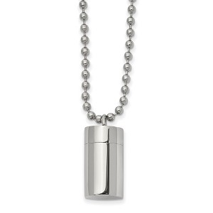 Black Bow Jewelry Stainless Steel Polished 11x19mm Capsule that Opens Necklace, 22 Inch - 1 of 4