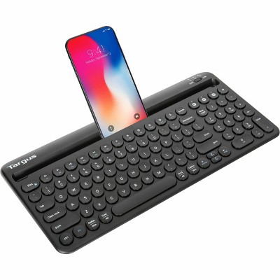 Targus Multi-Device Bluetooth® Antimicrobial Keyboard with Tablet/Phone Cradle, Black