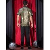 Lars Amadeus Men's Metallic Short Sleeves Summer Disco Party Sparkly Sequins Shirt - 3 of 4